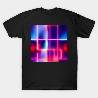 Cyberpunk laser neon colorfull lights futuristic electronic pattern T-Shirt
